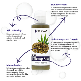 100% Pure Natural Carrier Oil 4 fl. oz. Hemp Seed